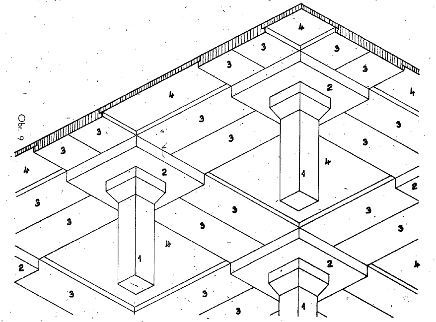 Konstrukční systém (repro Montovaná hřibová konstrukce zmonolitněná (patentový spis č. 110920)